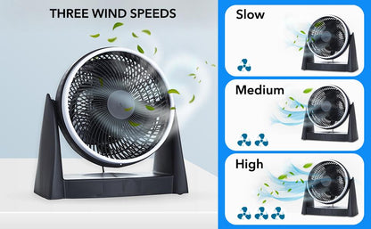 Tischventilator - 3 Geschwindigkeitsstufen, 90&#176; Verstellbar, Oszillationsfunktion - AirDeco-AAD-RTY-25A