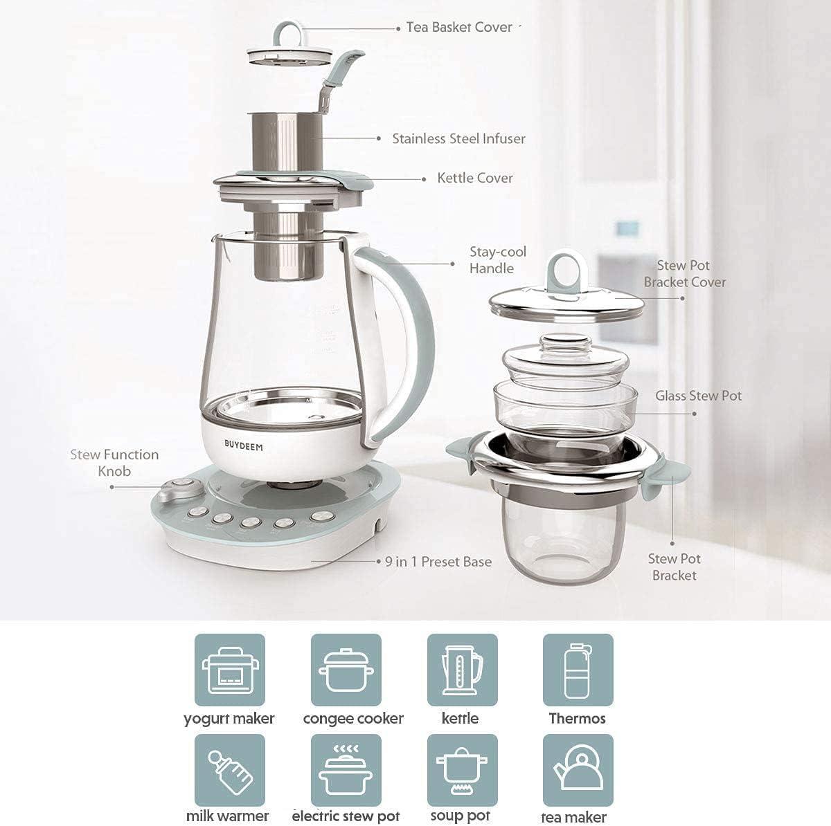 BUYDEEM - Teekocher aus Glas & Edelstahl - Grün