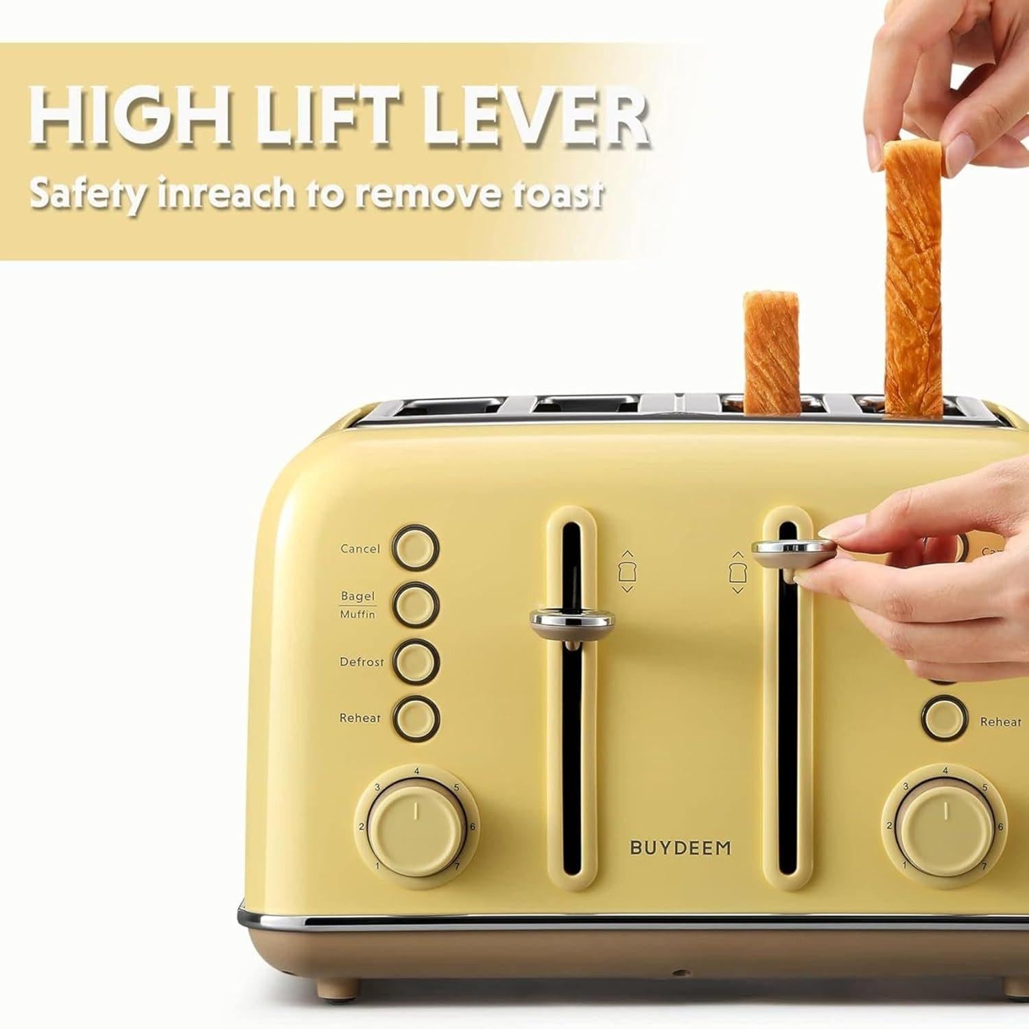 BUYDEEM - Retro-Toaster  Kompakt, Stilvoll & Praktisch - Gelb