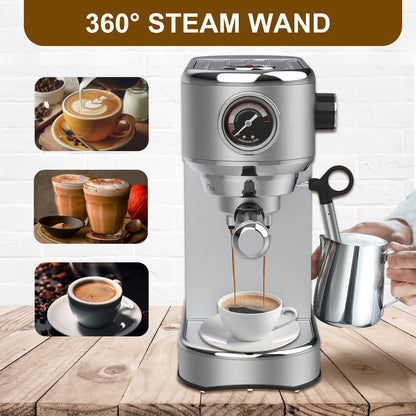 JoooDeee CM1682 - Siebträger-/Filterkaffeemaschine, Doppelauslauf 15 Bar Kaffee- & Espressomachine