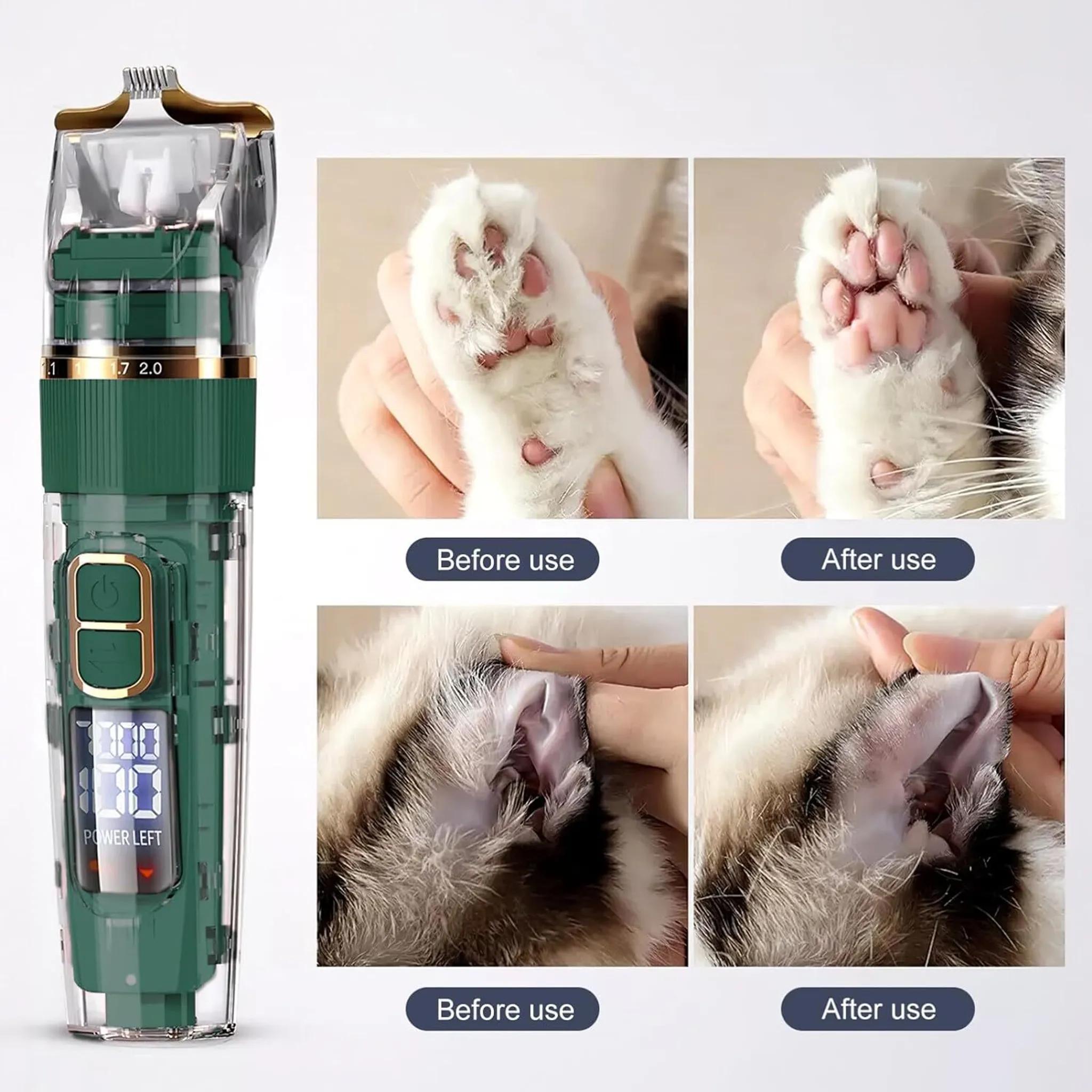 Pet Grooming - Pflege-Kit - Waschbare Haustier Haarschneidemaschine mit LED-Display