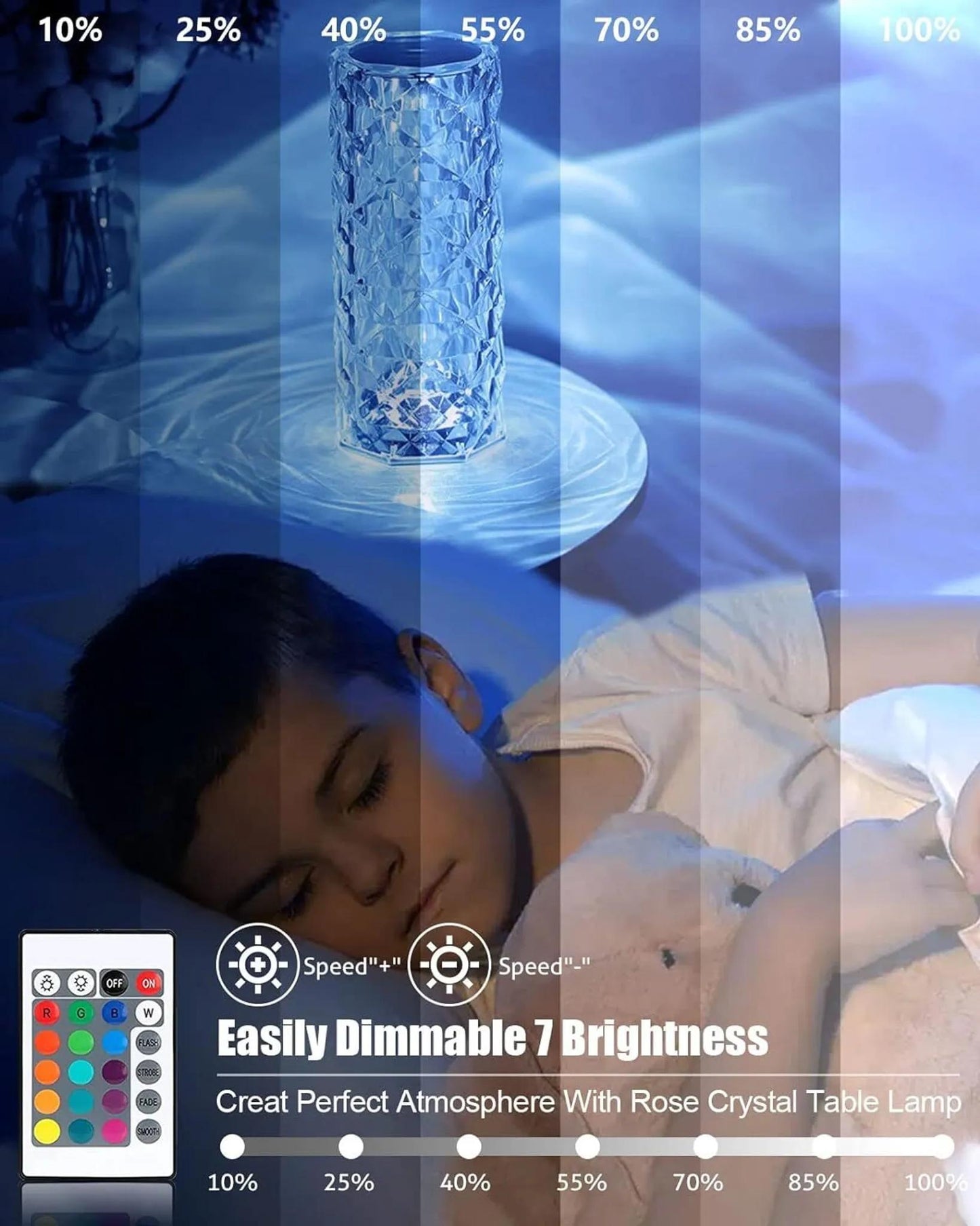 Dreamade Kristall-Tischlampe mit 16 RGB-Farben