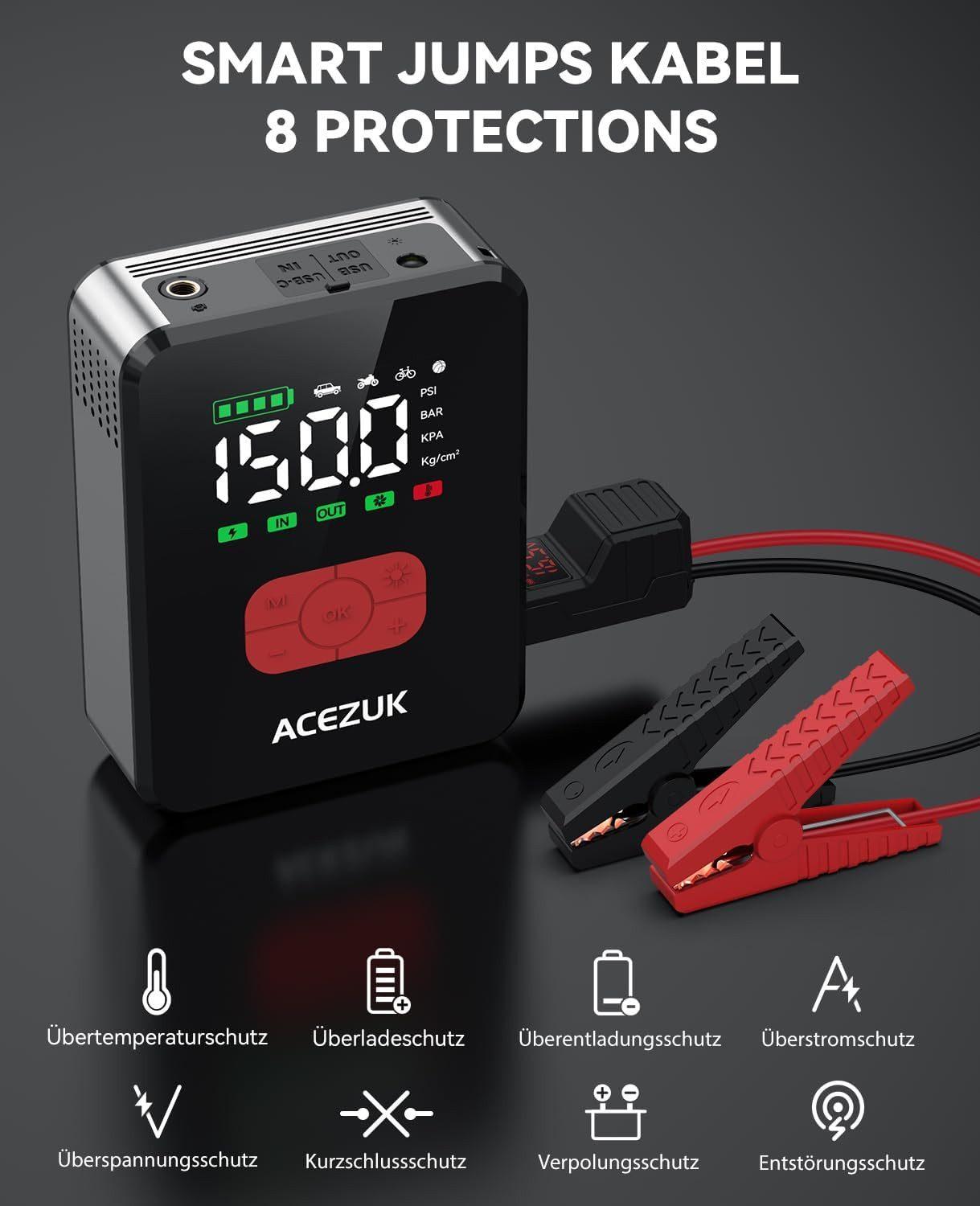 ACEZUK - Tragbarer Starthilfe mit Luftkompressor - M06