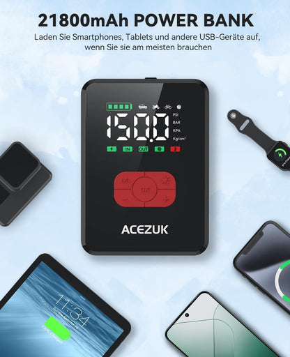 ACEZUK - Tragbarer Starthilfe mit Luftkompressor - M06