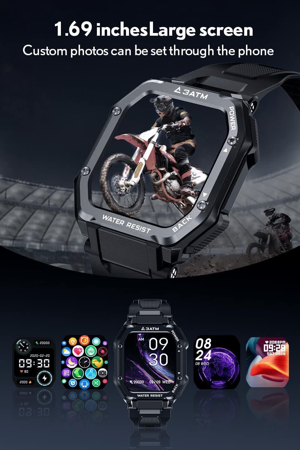 Smartwatch  Fitnessuhr  20 Sportmodi, Herzfrequenz, Schlafanalyse, schwarz  Canspot