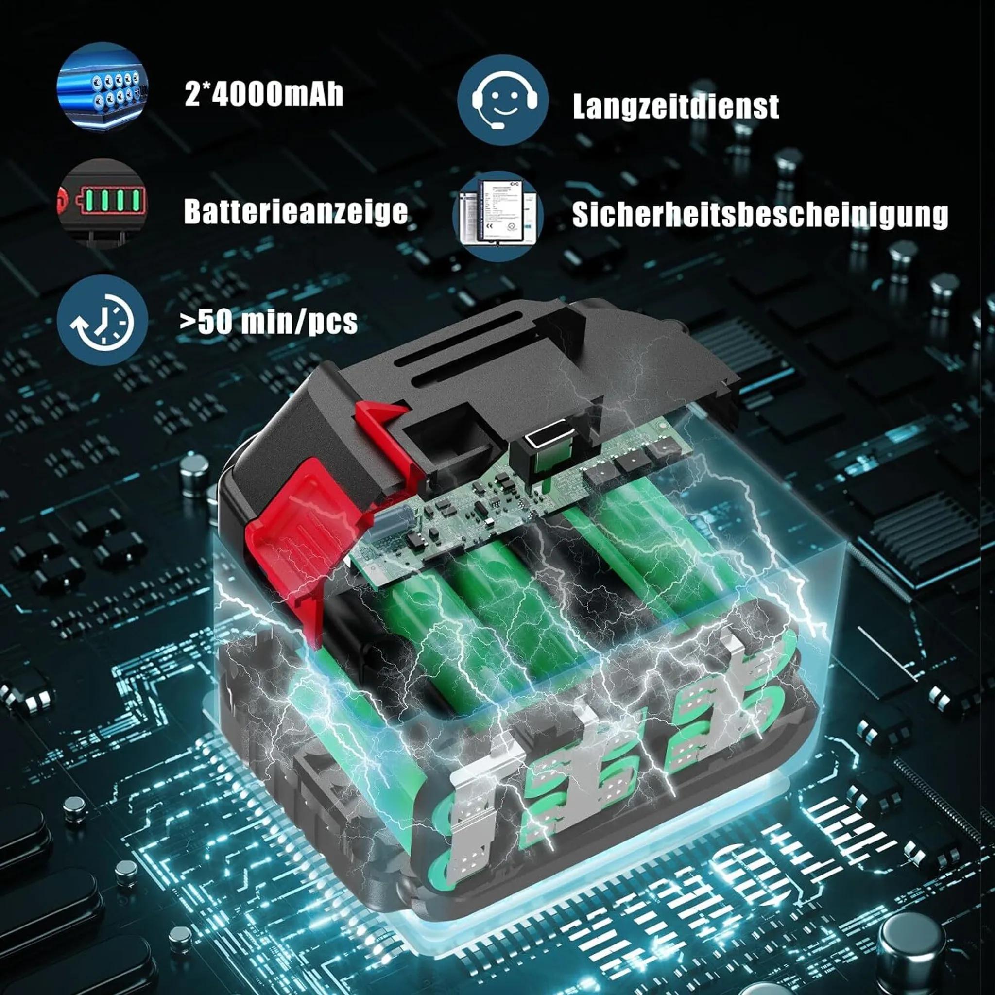 Handkettensäge mit Akku 8000mAh  Elektrische Kettensäge  Kinola-Chainsaw-5C10S