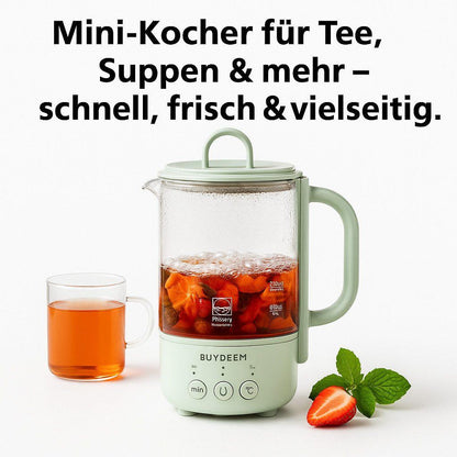 BUYDEEM - Teekocher 0,6L aus Glas & Edelstahl - Grün