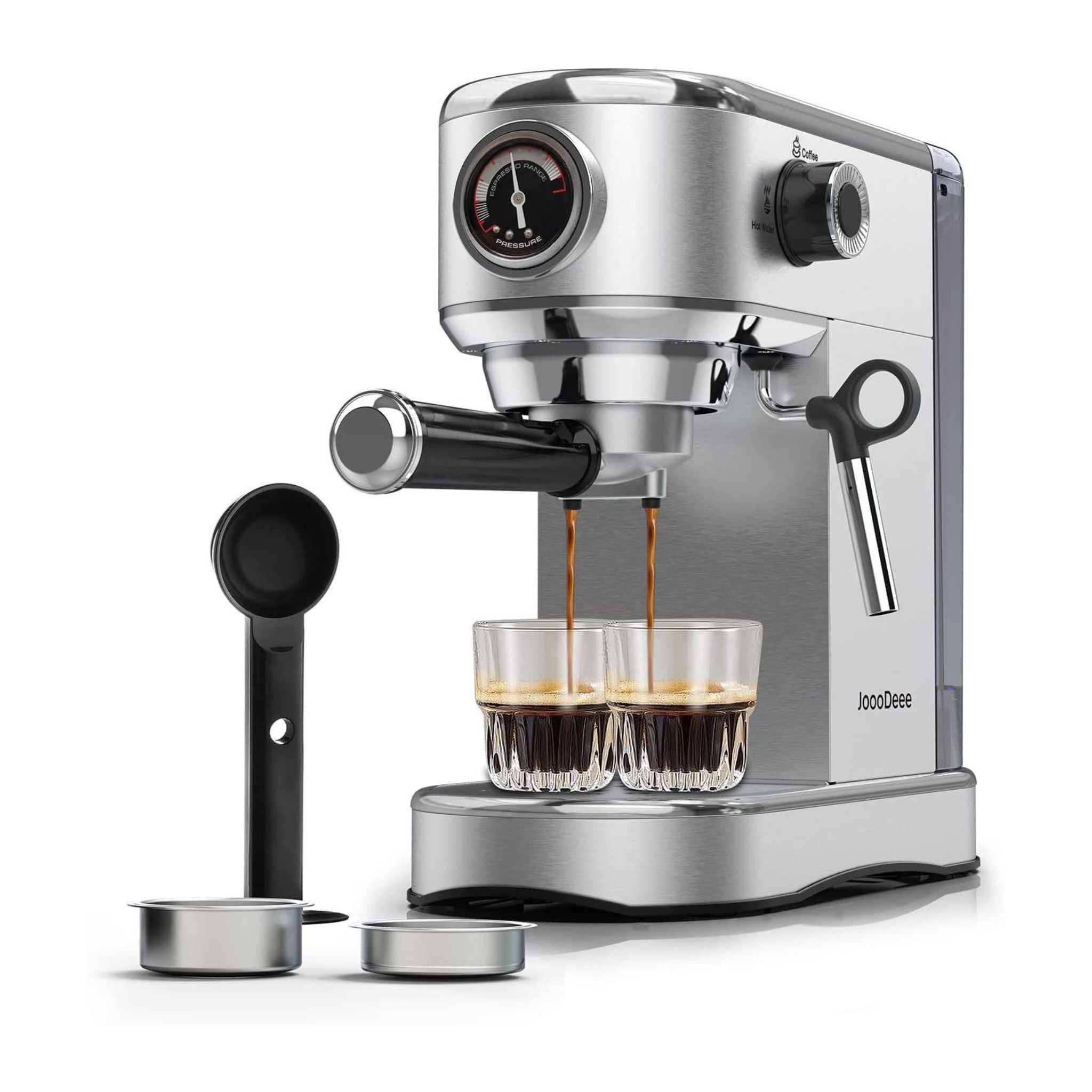 JoooDeee CM1682 - Siebträger-/Filterkaffeemaschine, Doppelauslauf 15 Bar Kaffee- & Espressomachine