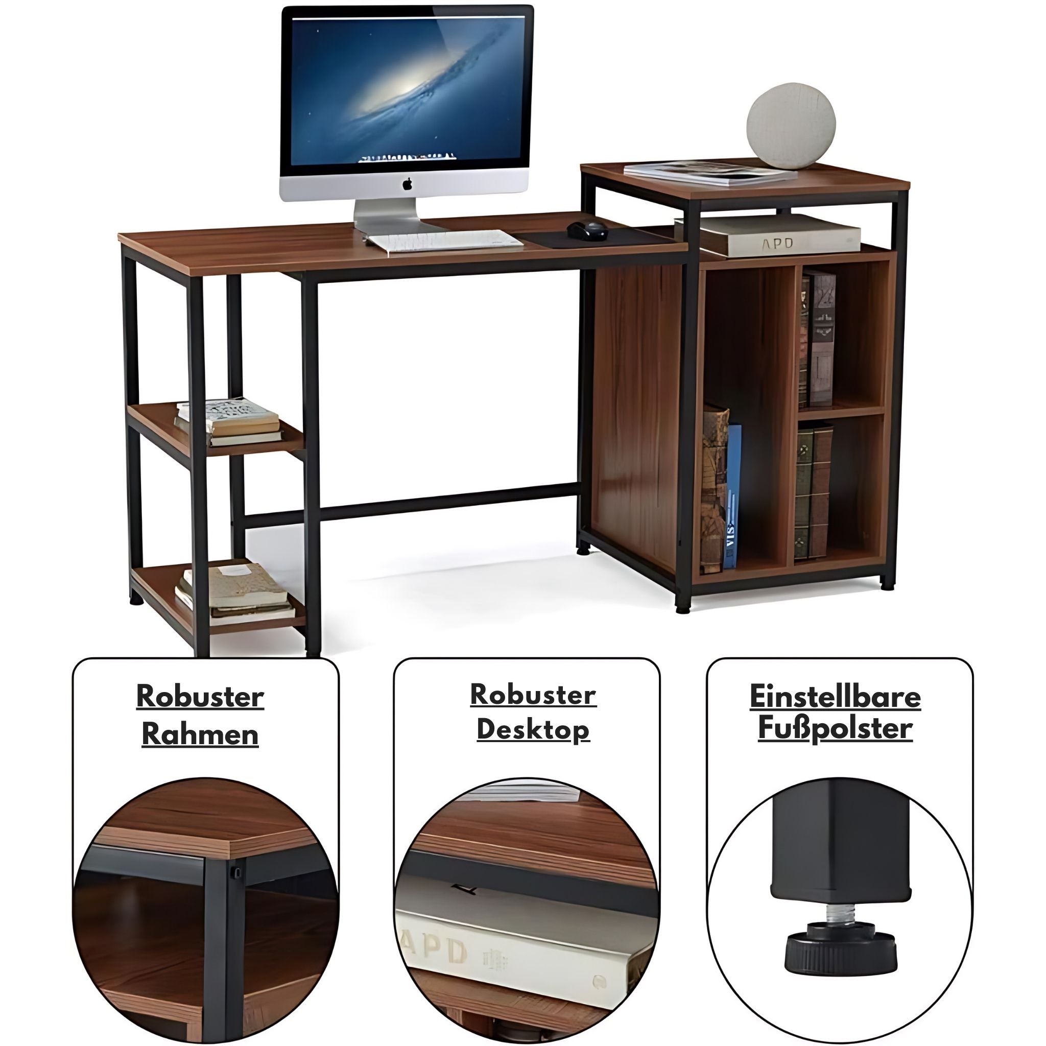 Regal-Schreibtisch - Computertisch, Bürotisch - Erommy