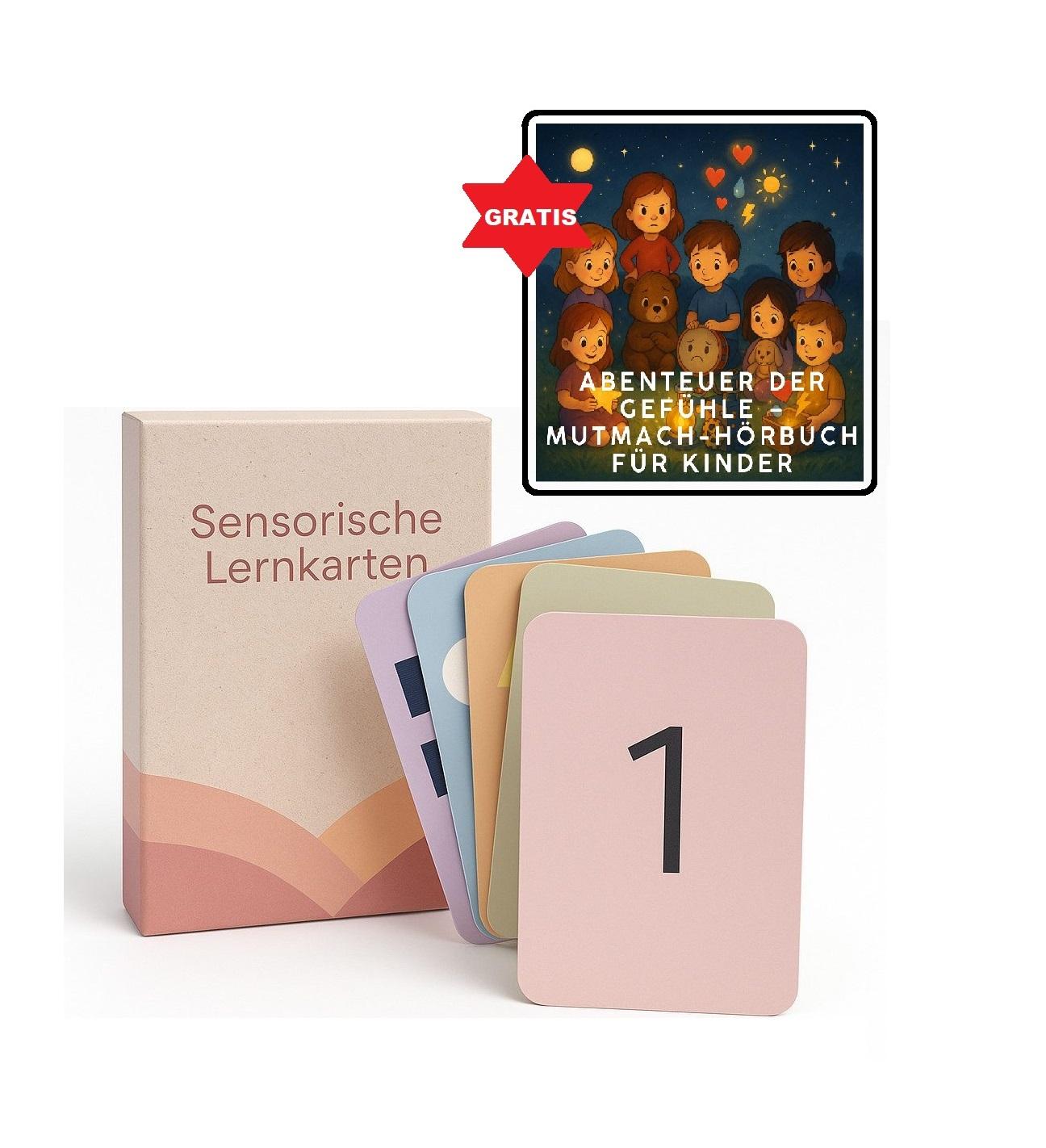 Sensorische Lernkarten inkl. 7 liebevolle Hörbucher - Lern & Fun Bundle