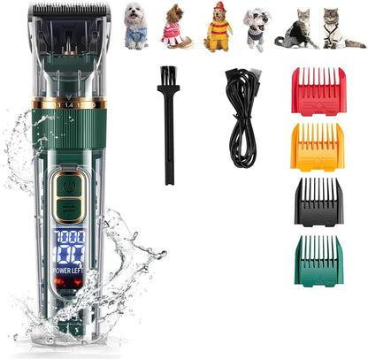 Pet Grooming - Pflege-Kit - Waschbare Haustier Haarschneidemaschine mit LED-Display