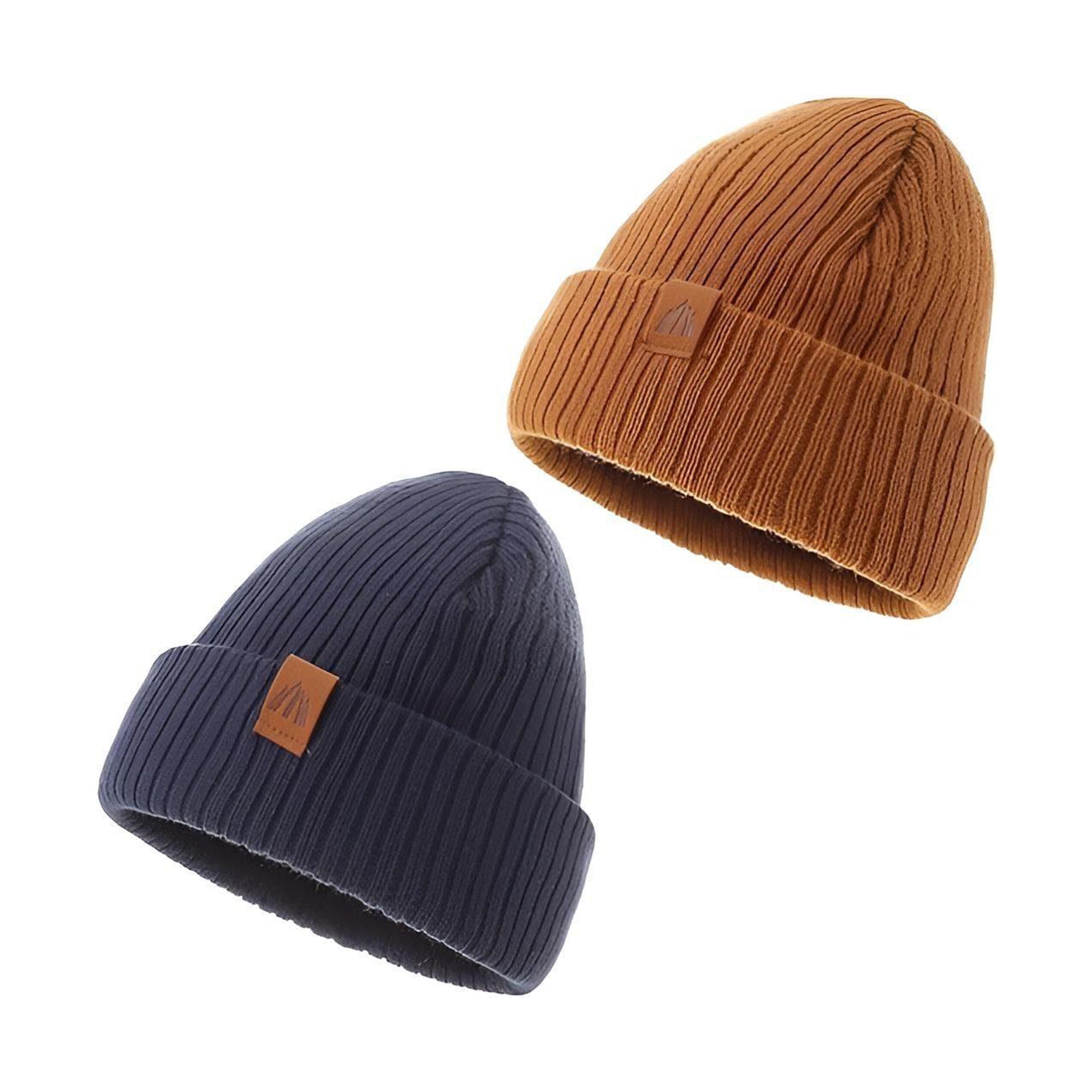 AHAHA Kinder Beanie - 2er Blau Braun