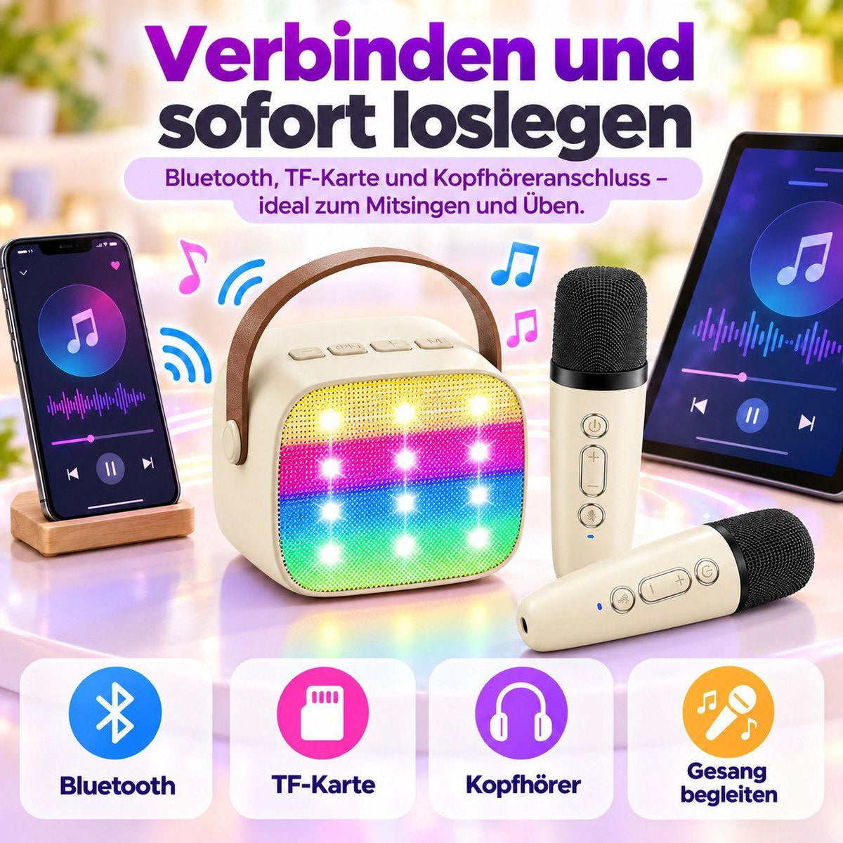 Mini - Karaoke Maschine - Beige