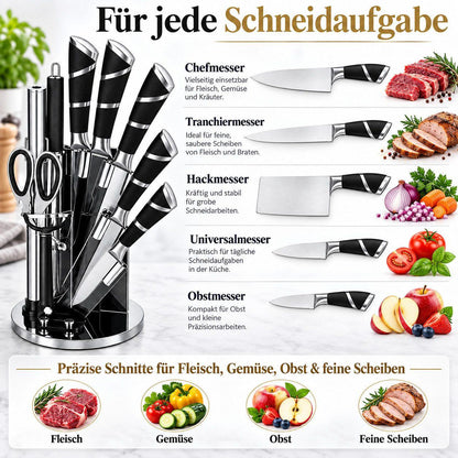 Bonito Küchenmesser-Set - 9-tlg schwarz
