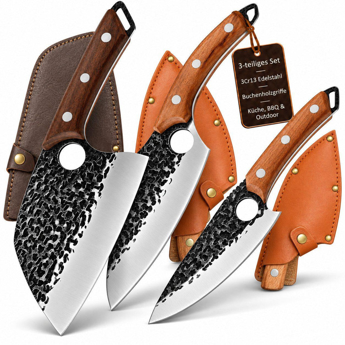 Heesem Butchermesser-Set - 3-tlg braun