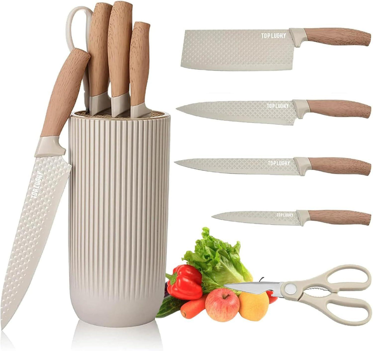 Kunsion - 5 teiliges Messer-Set - beige