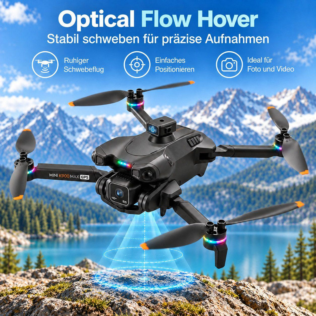 Goldstern RC Quadrocopter - K900 Max - 2 Akkus