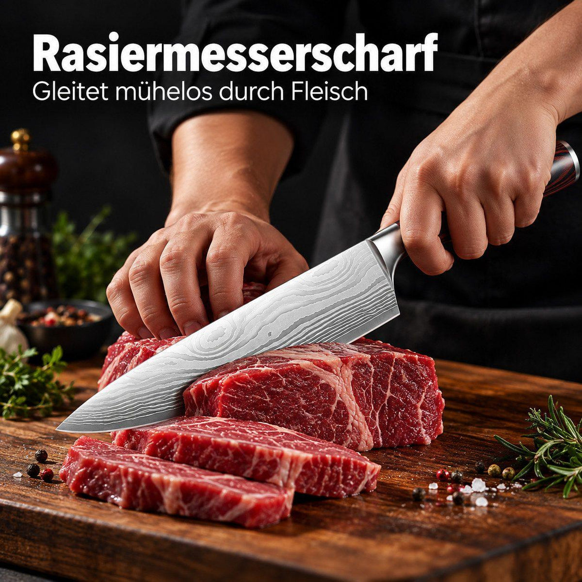 Heesem Nakirimesser-Set - 3-tlg schwarz