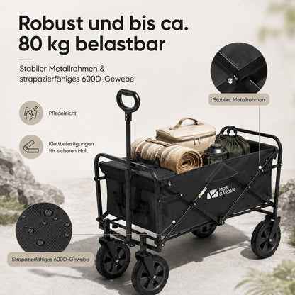 Mobi Faltbollerwagen mit Außentaschen - Schwarz