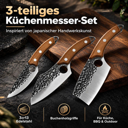 Heesem Butchermesser-Set - 3-tlg braun