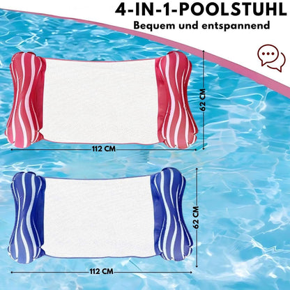 Luftmatratze - Premium 4-in-1 Aufblasbare Wasserhängematte, Poolmatratze mit ergonomischen Design - Pink