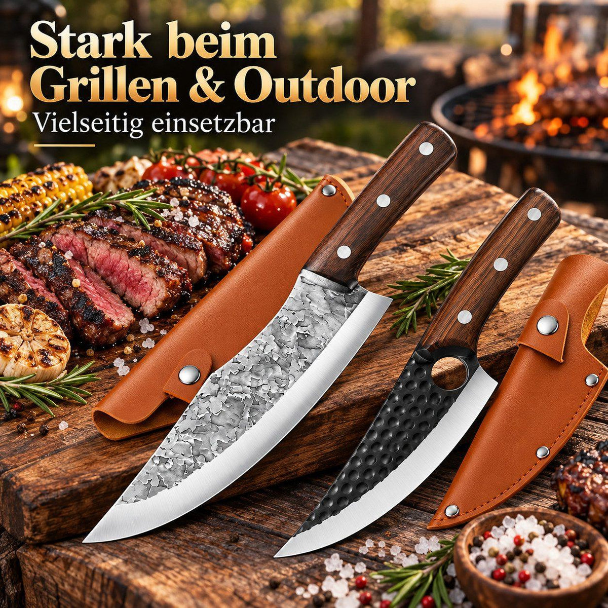 Heesem Butchermesser-Set - 2-tlg braun