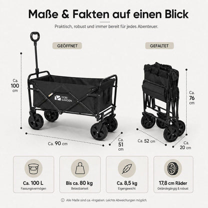 Mobi Faltbollerwagen mit Außentaschen - Schwarz