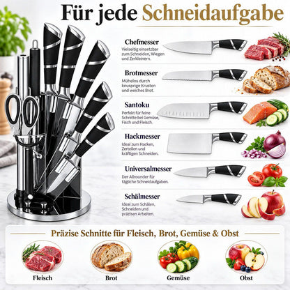 Bonito Küchenmesser-Set - 12-tlg schwarz