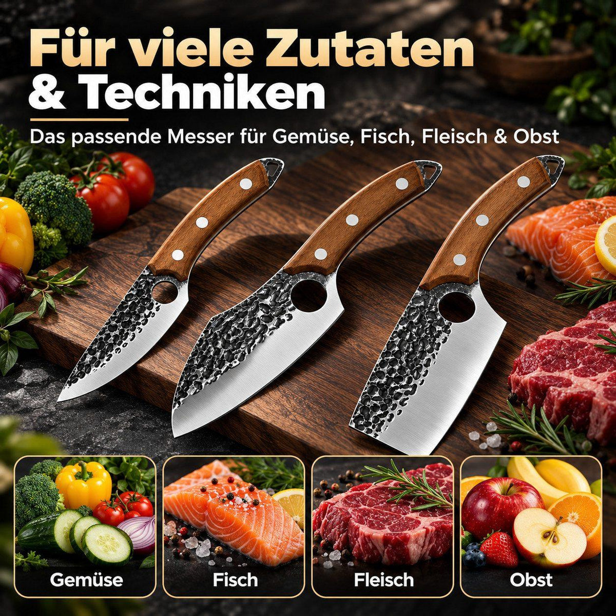 Heesem Butchermesser-Set - 3-tlg braun
