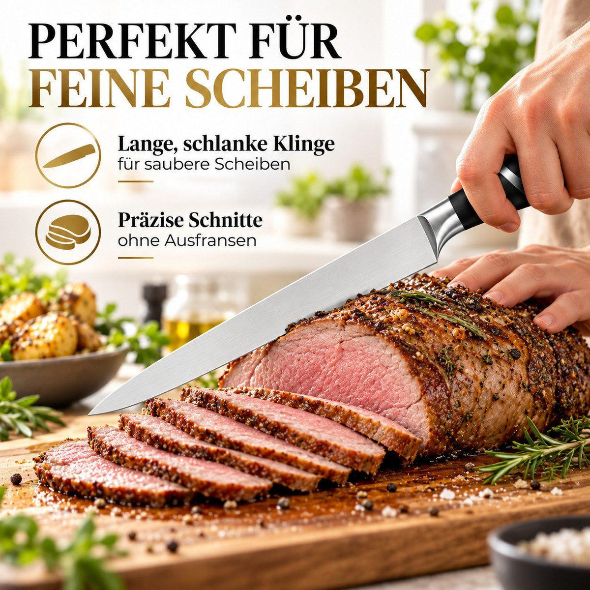 Bonito Küchenmesser-Set - 9-tlg schwarz