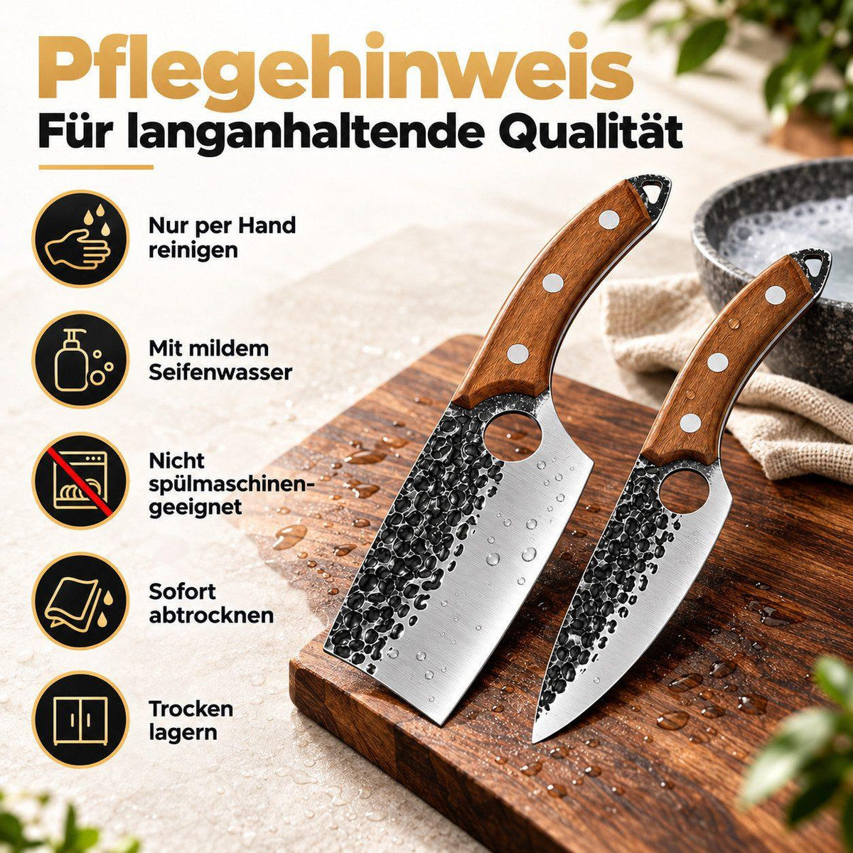 Heesem Butchermesser-Set - 3-tlg braun