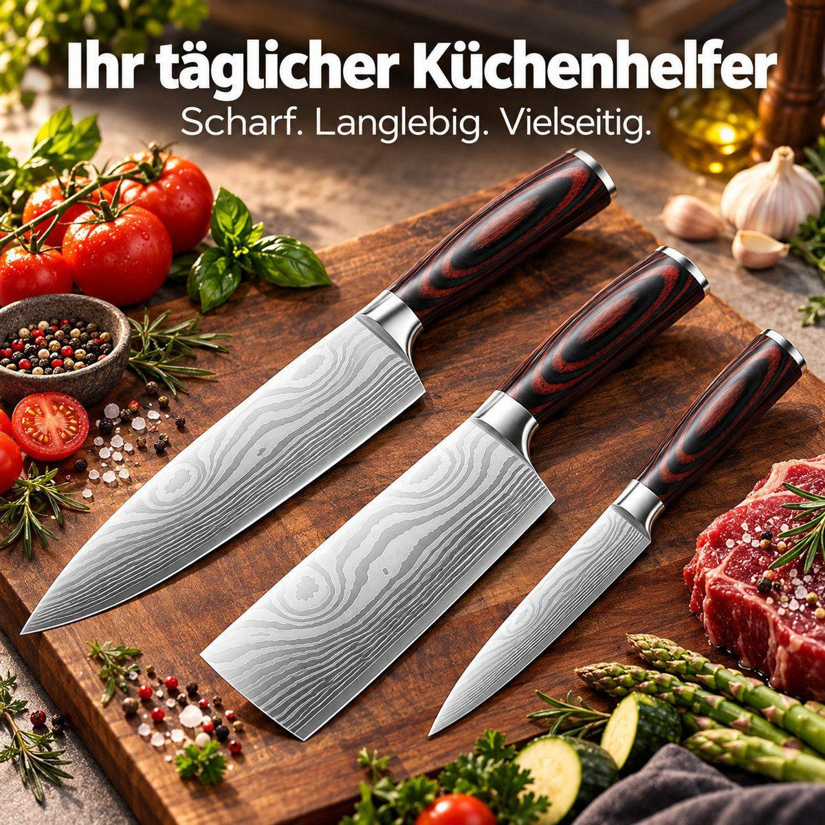 Heesem Nakirimesser-Set - 3-tlg schwarz