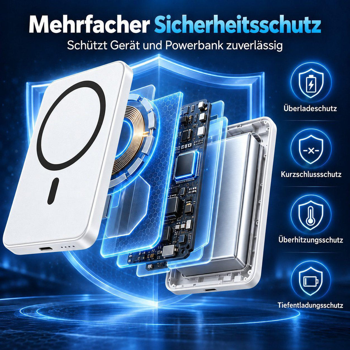 Magnet Powerbank - 5000 mAh - Weiß