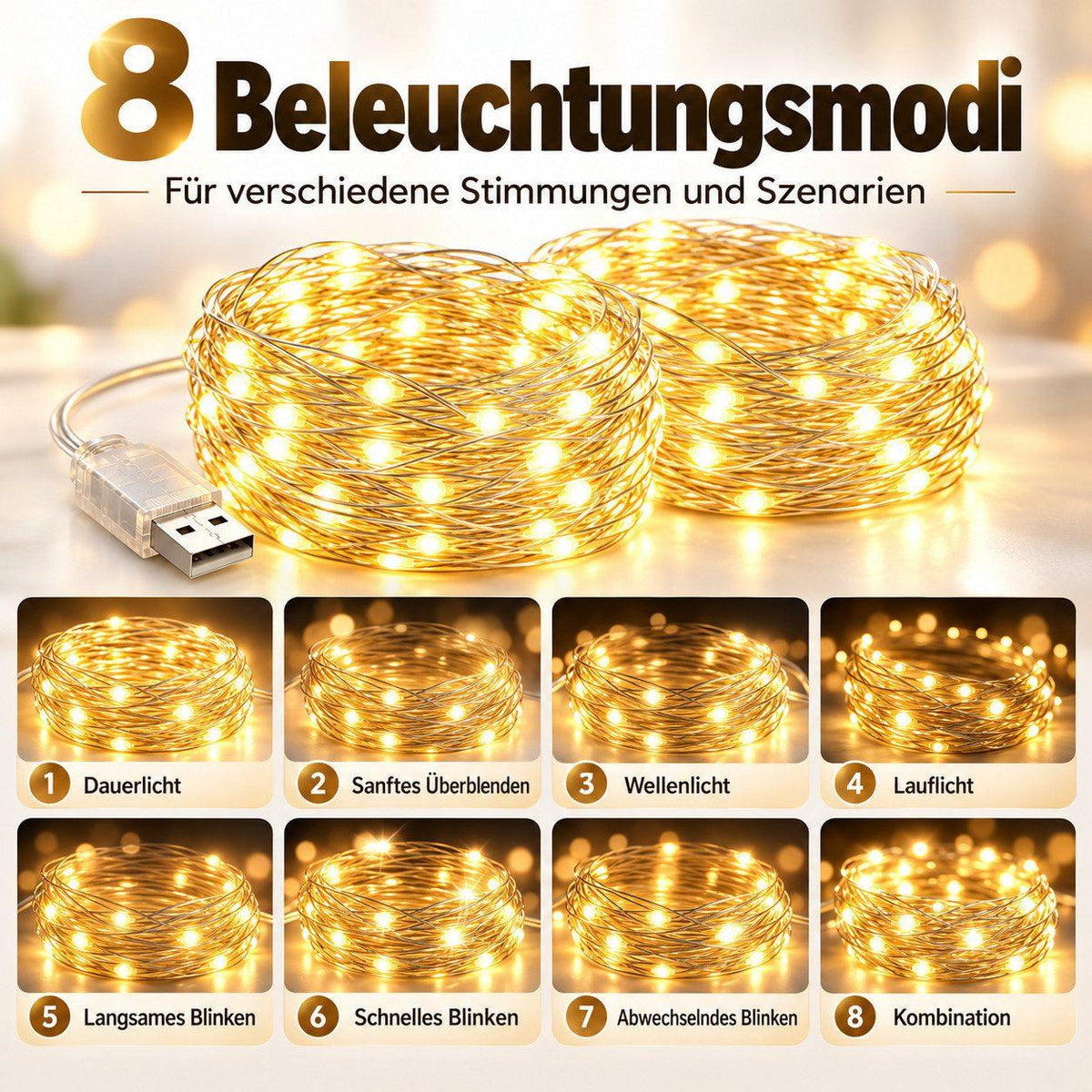 Fremon - LED-Lichterkette Warmweiß - 20m