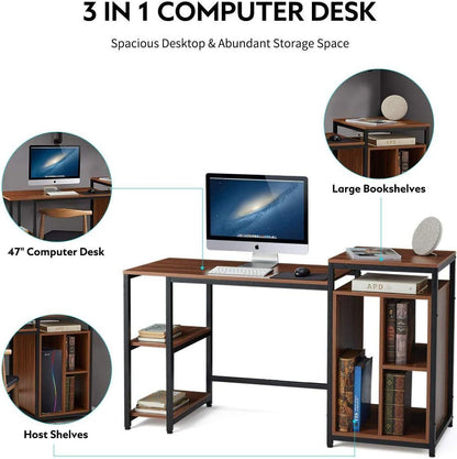 Regal-Schreibtisch - Computertisch, Bürotisch - Erommy