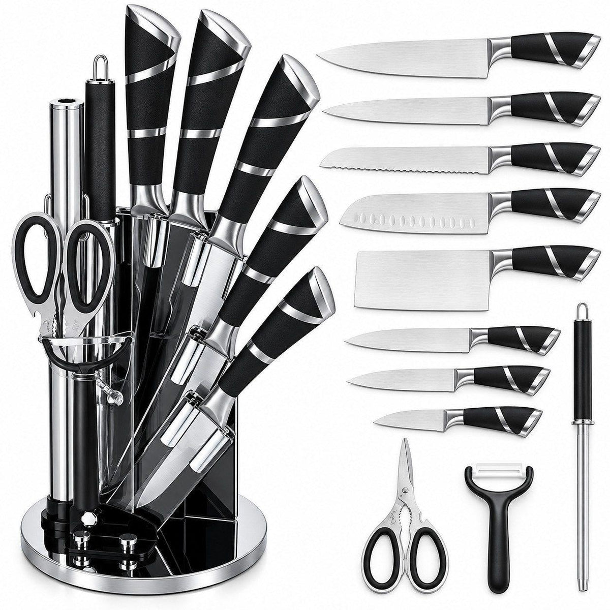 Bonito Küchenmesser-Set - 12-tlg schwarz