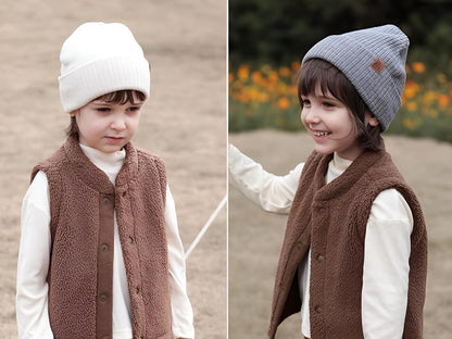 AHAHA Kinder Beanie - 8R Weiß/Grau