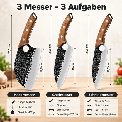 Heesem Butchermesser-Set - 3-tlg braun