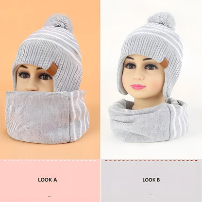 AHAHA Kinder Beanie - BLMV Hellgrau/Weiß