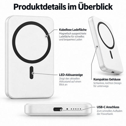 Magnet Powerbank - 5000 mAh - Weiß