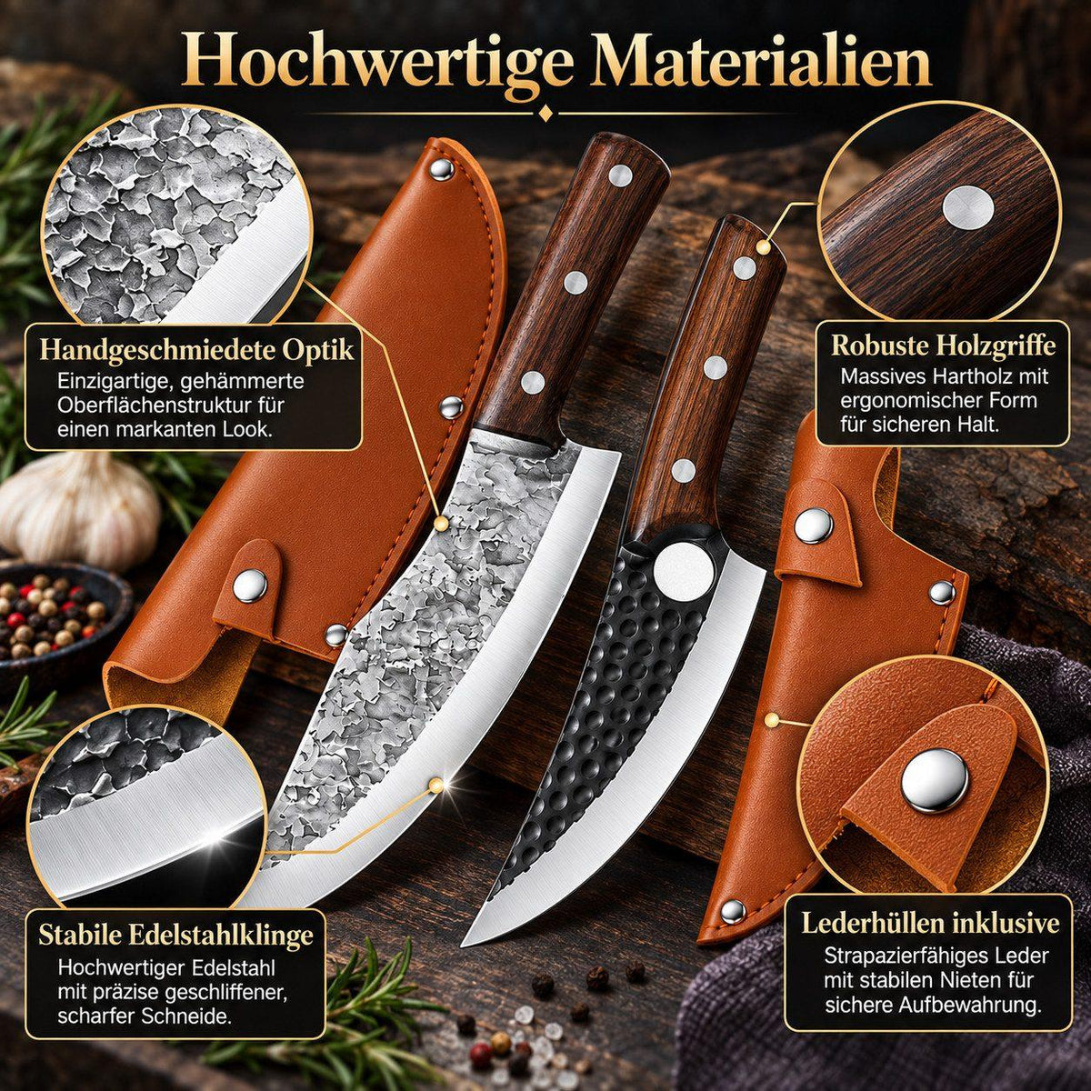 Heesem Butchermesser-Set - 2-tlg braun