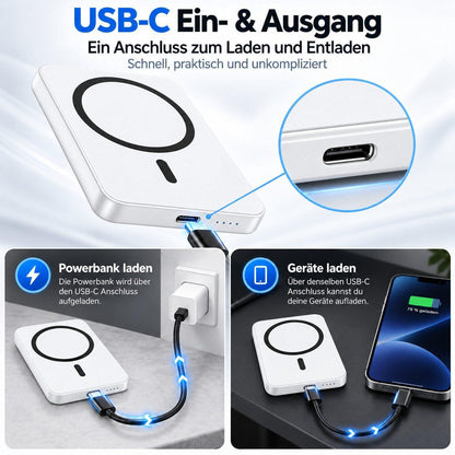 Magnet Powerbank - 5000 mAh - Weiß
