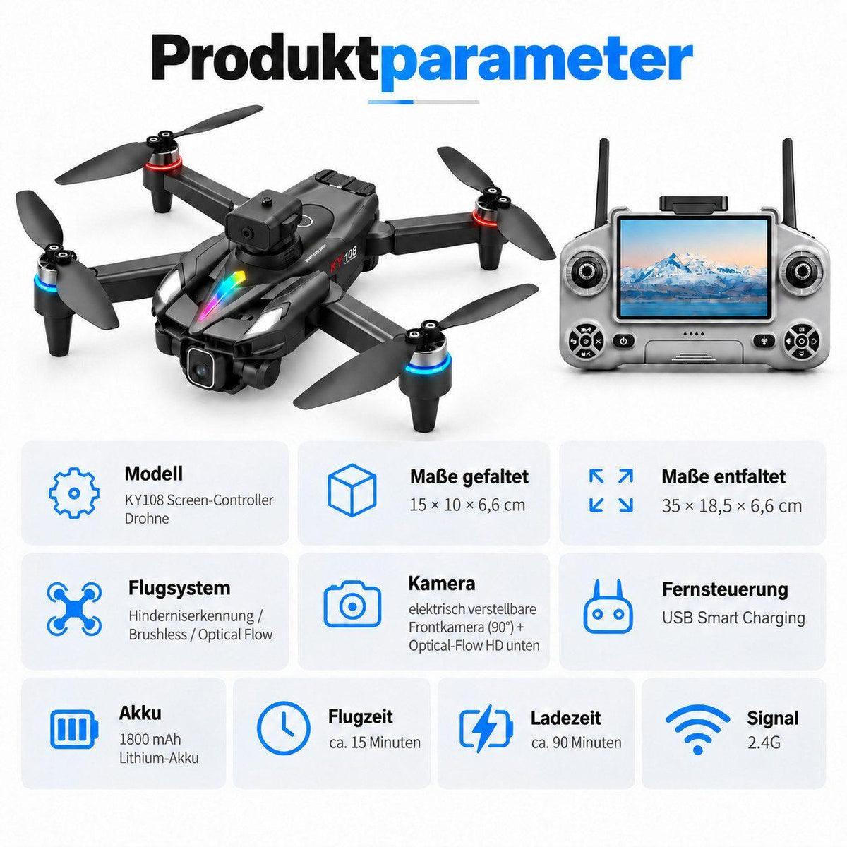 Goldstern RC Quadrocopter - KY108 - 2 Akkus