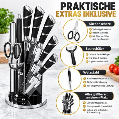 Bonito Küchenmesser-Set - 12-tlg schwarz