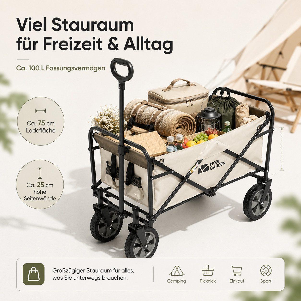 Mobi Faltbollerwagen mit Außentaschen - Weiß