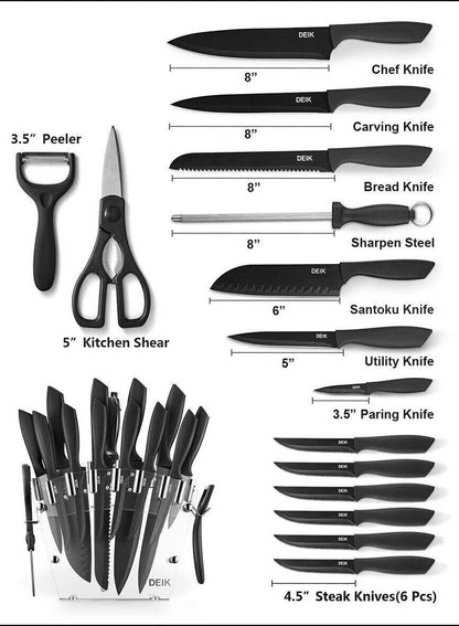 Heesem Küchenmesser-Set - 17-tlg schwarz