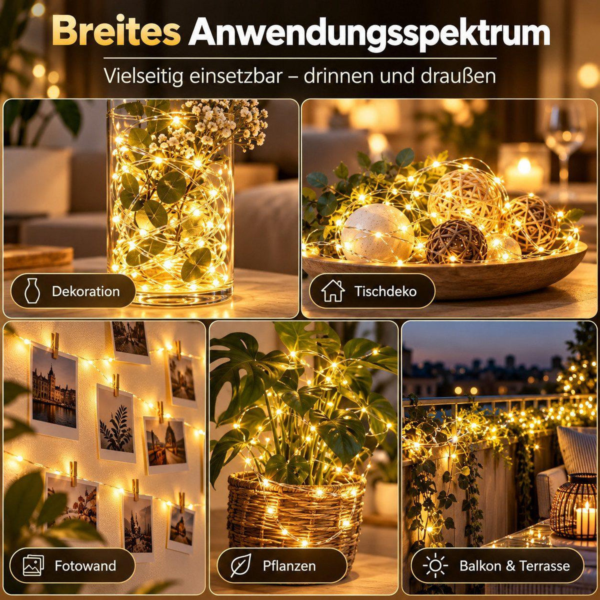 Fremon - LED-Lichterkette Warmweiß - 20m