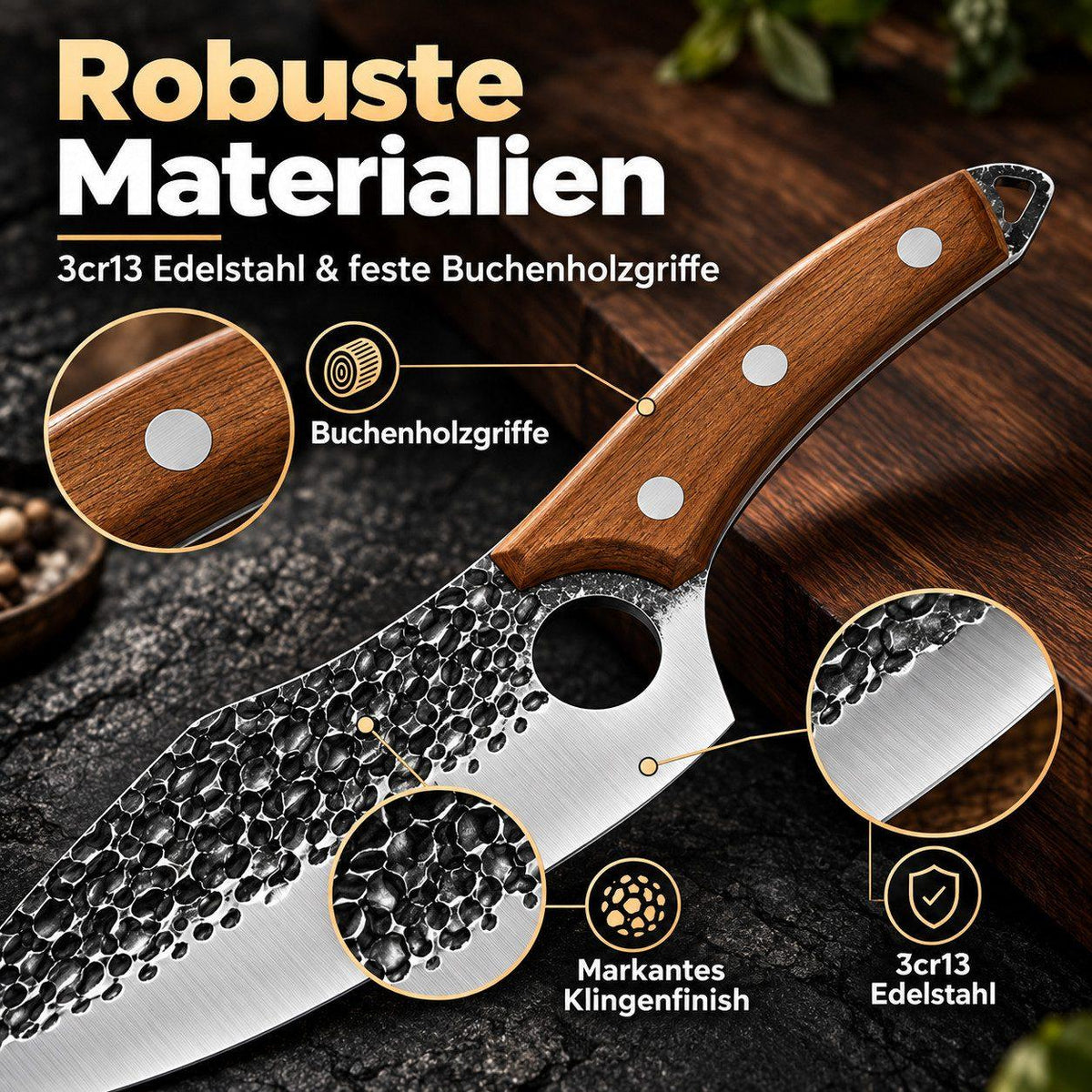 Heesem Butchermesser-Set - 3-tlg braun