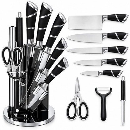 Bonito Küchenmesser-Set - 9-tlg schwarz
