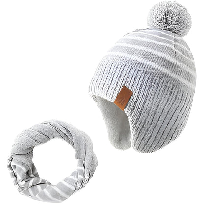 AHAHA Kinder Beanie - BLMV Hellgrau/Weiß